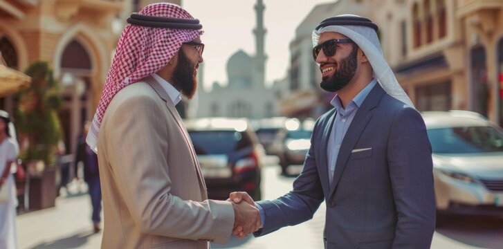 An Arab business man shaking hands.