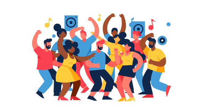 Diverse people dancing and having fun at a party celebration