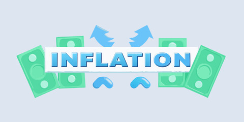 Fototapeta premium Inflation concept with money and arrows 3d render