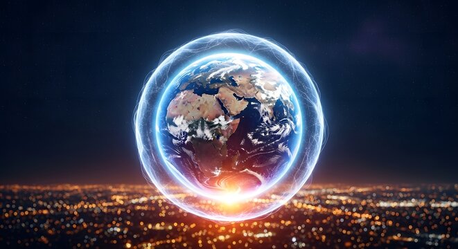 Portal to another world a futuristic cityscape and energetic gateway