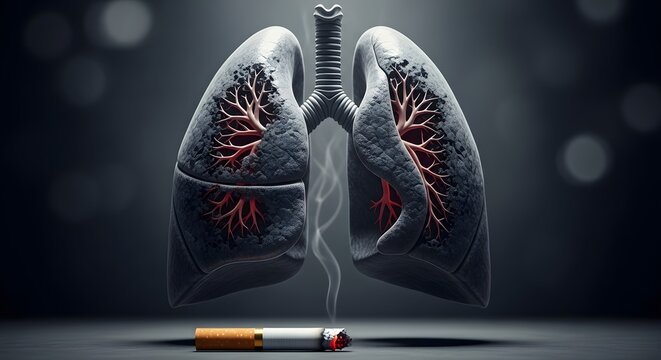 Damaged lungs and cigarette a stark warning