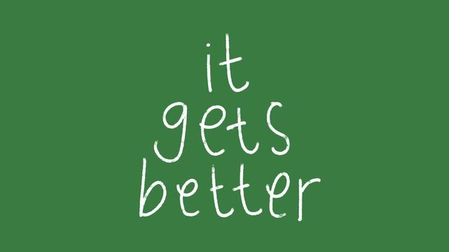It Gets Better Quote Hand-Drawn 2D Animation on Green Screen | Hope and Mental Health Concept hand drawn animation