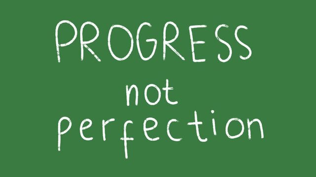 Progress Not Perfection Quote Hand-Drawn 2D Animation on Green Screen | Growth Mindset hand drawn animation