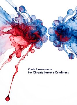 Medical awareness, chronic immune conditions, global health, colorful splash