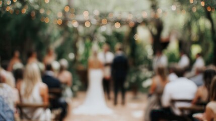 Obraz premium Outdoor wedding ceremony with guests and joyful moments