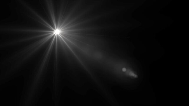 Shining star and light rays motion graphics on black screen, Overlays, light transition, effects sunlight
