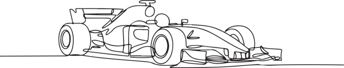 Fototapeta premium Black and white line drawing of a Formula 1 race car