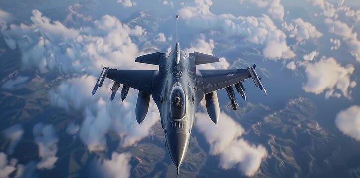 Fighter jet flying above the sky.