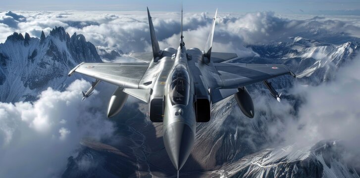 Fighter jet flying above the sky.