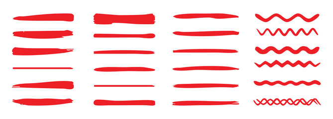 Pencil underlines Hand drawn marker pen stroke line set. Hand drawn red pen and brush stroke with underline accent, Vector illustration, © Gfxgner