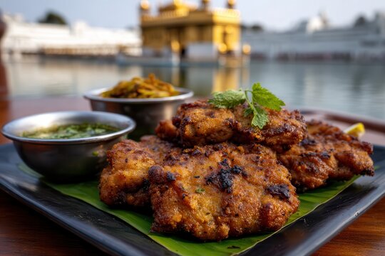 Enjoying Amritsari machli by the Golden Temple in daylight