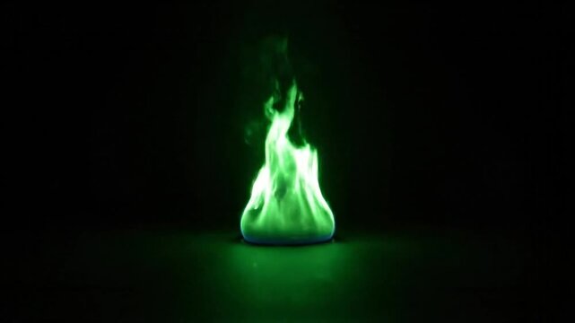 Ethereal Green Flame Dancing Against a Black Background, Evoking Alchemy and Mysticism