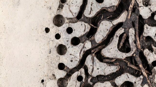 Abstract ant nest structure, natural earth formation with organic pattern ,organic texture background, copy space