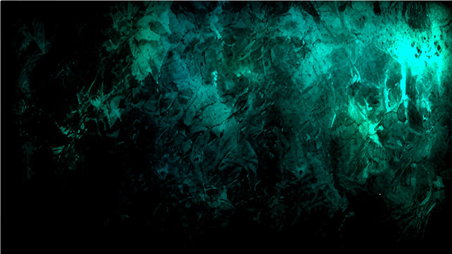Abstract Vector dark moody aqua green fog, cloud smoke swirls, textured gradient with dim light.