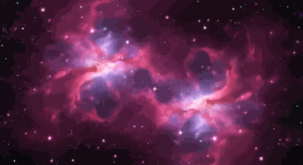 Vibrant cosmic nebula in deep space with stars and stardust © Deshan