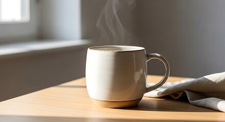 Fototapeta premium Coffee Splash in White Mug Isolated on Light Background – High Speed Freeze Motion Beverage Mockup