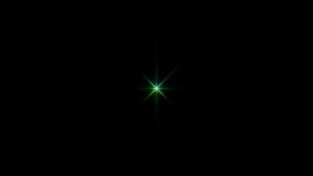 Sparkling single star twinkle glitter white cartoon doodle animation white star twinkling effect with shimmering glitter and optical flares; 4K black background loop for festive holiday events