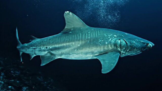 Majestic shark glides through deep ocean trench