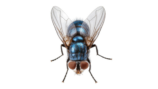 Bluebottle Fly with Detailed Wings and Legs Close-Up