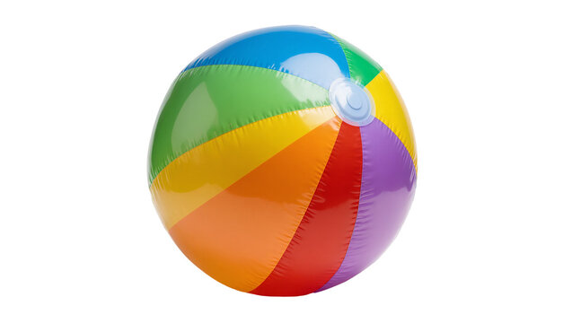 Colorful inflatable beach ball with multiple vibrant hues