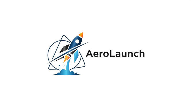 AeroLaunch Rocket Logo - Space Exploration, Startup, Technology, Innovation