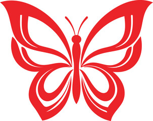 Stylized red butterfly illustration a delicate and vibrant winged insect logo design © Bijali