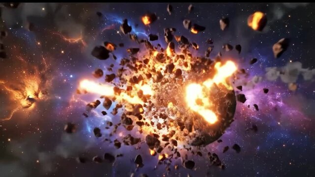 Cosmic collision between earth and a fiery planet