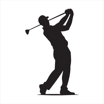 Golf player golfer swinging silhouette logo vector