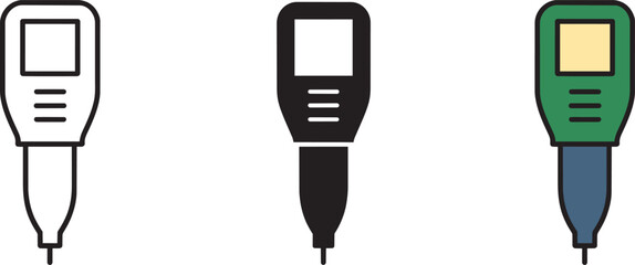 Handheld ph meter with different style icons for soil testing agriculture and gardening vector with probe © fay009