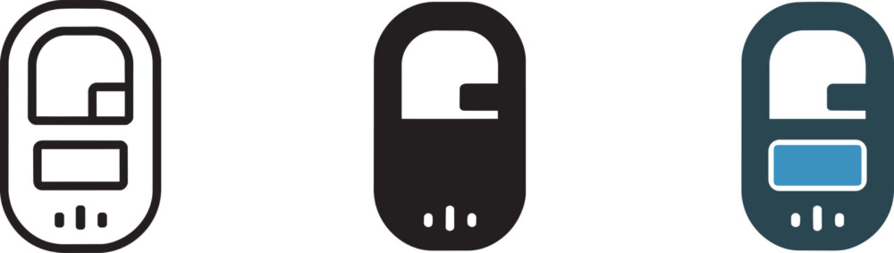 Meter icons set with variations for abstract measurement or testing representation with analog meter