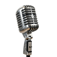 Fototapeta premium Vintage microphone stands tall, capturing an era of musical history and broadcasting