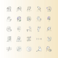 Fototapeta premium Skincare Routine Steps Outline Vector or Woman Skincare Steps Line Art Vector
