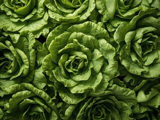Obraz premium Top View of Fresh Green Lettuce Leaves Background with Natural Texture and Copy Space