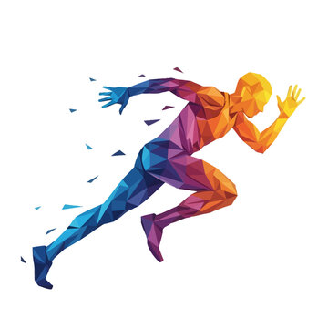 Geometric Runner - Abstract Colorful Human Figure in Motion