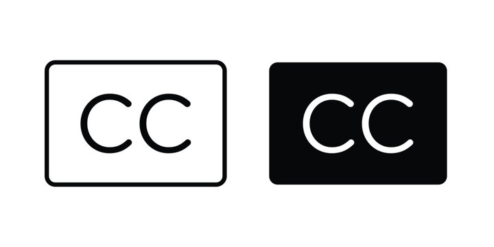 Closed caption icon outlined. Flat fill icons