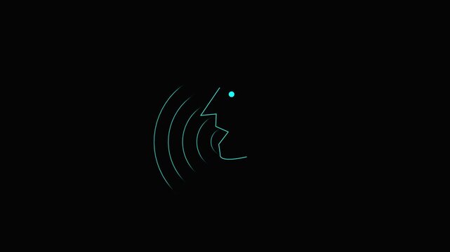 Abstract human face outline with sound waves animation, ai and communication concept artificial intelligence