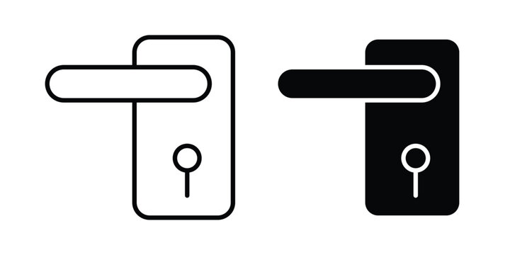 Door handle icon outlined. Flat fill icons