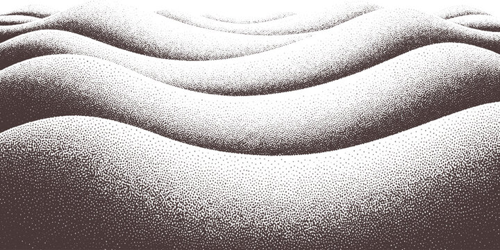 Abstract wavy landscape with speckled texture overlay black and white digital art texture graphic wavy background pattern background monochrome background artistic background design background