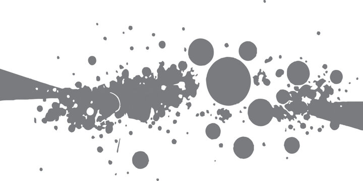 Black ink splat and blots design element featuring a grunge paint splash texture with liquid drips and vector splatter spots on a white background illustration