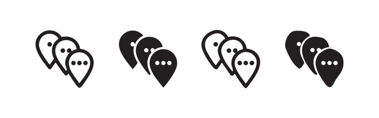 Obraz premium Location Pin and Chat Map Marker Icon Set in Hand-Drawn and Vector Styles