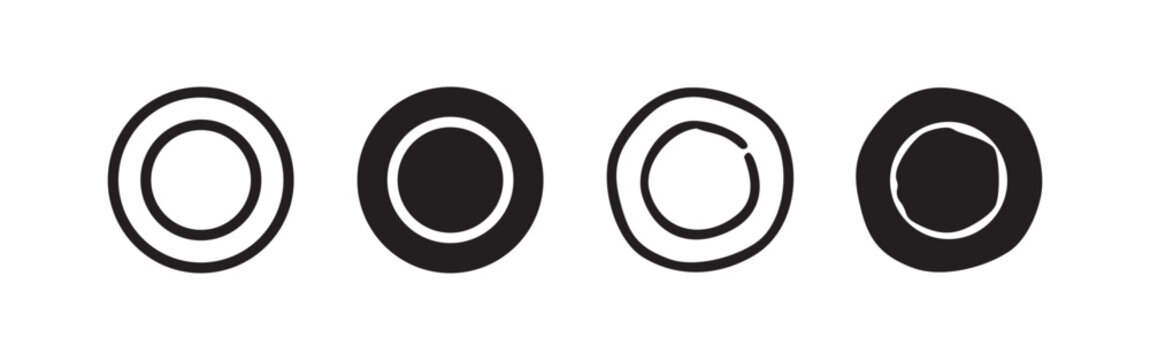 Concentric Circles and Target Ring Icon Set in Hand-Drawn and Outline Styles