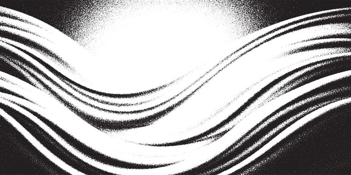 Abstract grunge wavy lines and distressed sun pattern black and white background texture with rough texture old texture dirty texture abstract distressed halftone monochrome background
