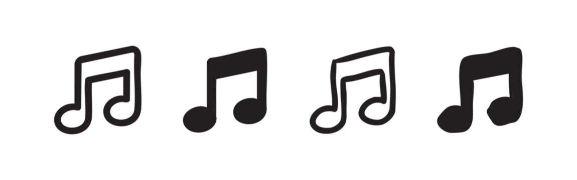 Musical Note Eighth Note Icon Set for Audio and Entertainment