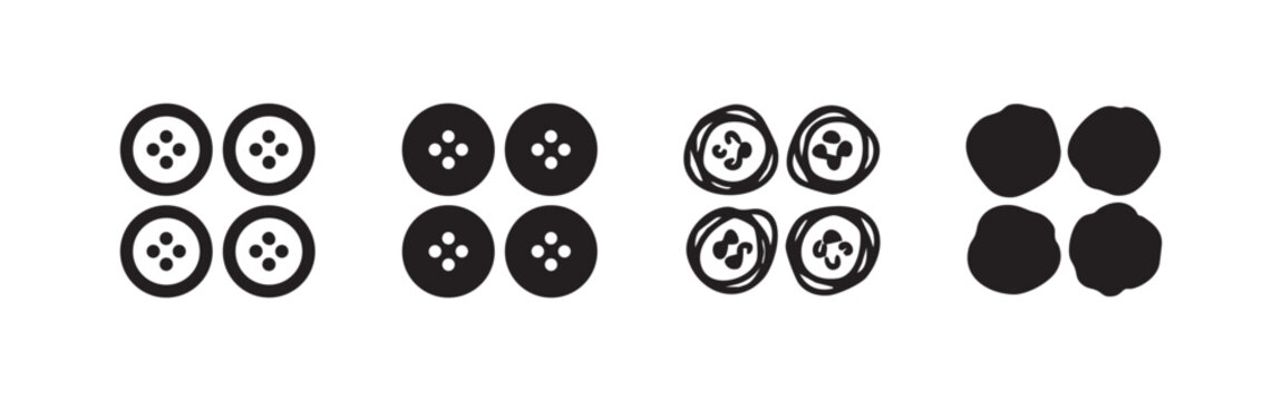 Set of Hand Drawn Sewing Button Icons in Different Styles