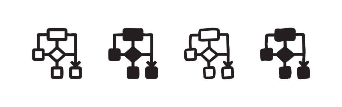 Hand Drawn Logic Flowchart and Process Diagram Icon Set