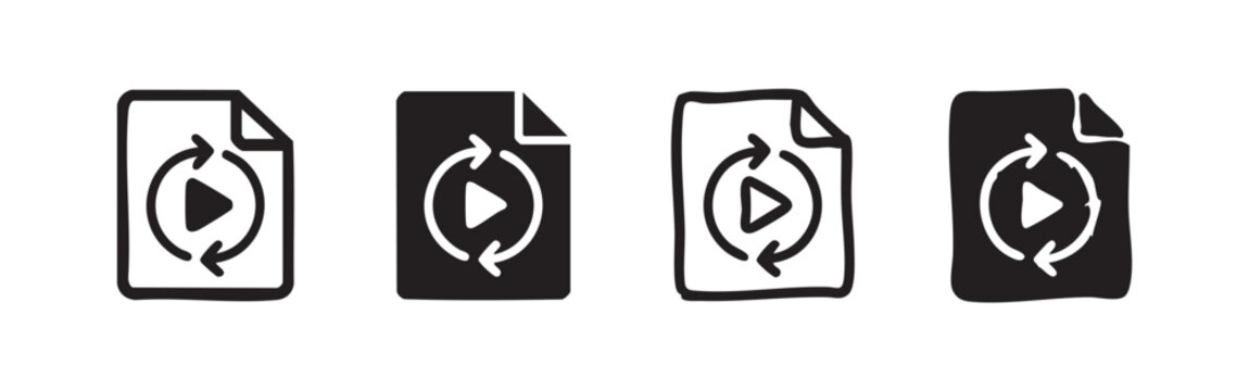 Animated GIF Video File and Playback Loop Icon Set