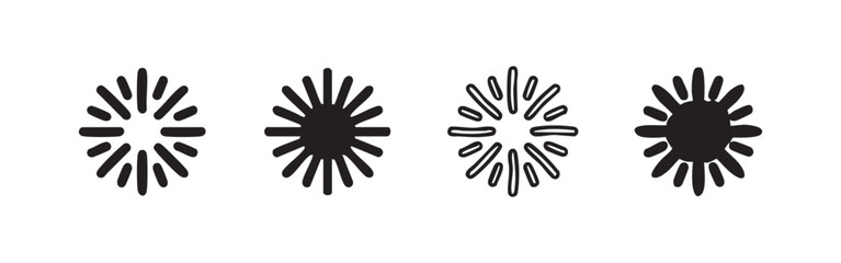 Obraz premium Sun and Sparkle Icon Set - Brightness and Light Symbols in Various Styles