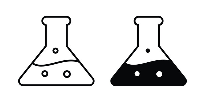 Laboratory flask icon outlined. Flat fill icons