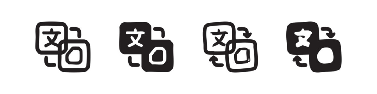 Language translation or dictionary icon set with different styles