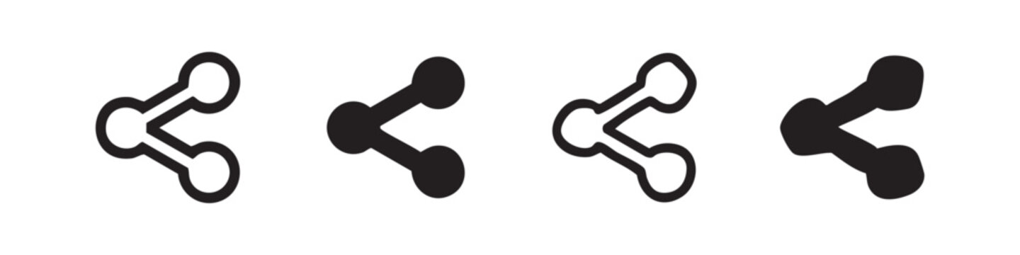 Share icon set in various styles, social media networking symbol, connection and content distribution concept.